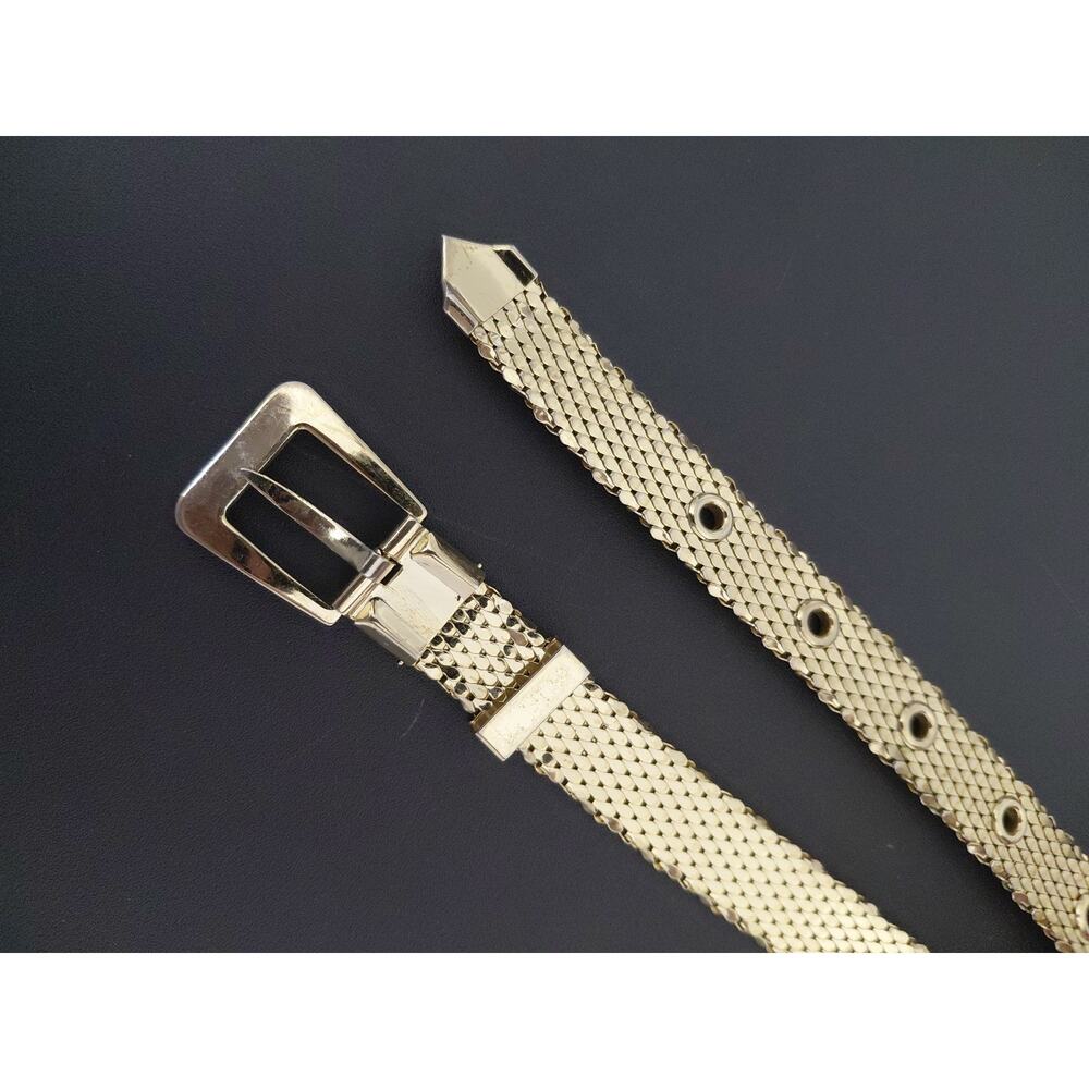 Vintage Whiting & Davis Gold Tone Metal Mesh Belt Disco 1970s Glam Sz M 30-32" - Picture 5 of 8
